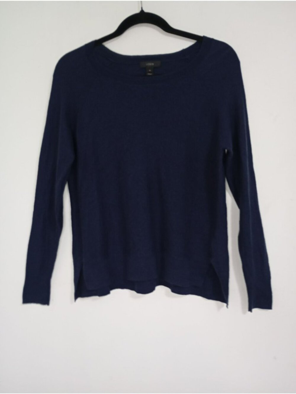 J.Crew Sweater Navy Merino Wool & Linen Medium Long Sleeve Pullover Womens